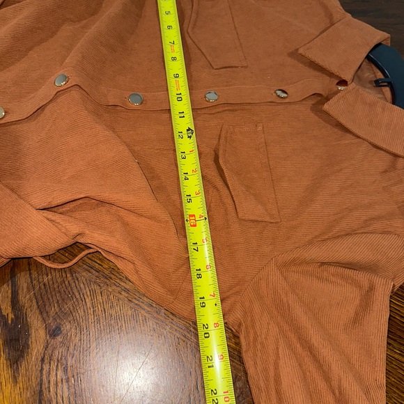 Cupshe Womens Button Front Long Sleeve Mini Shirt Dress Corduroy belted Sz S New - Picture 5 of 10